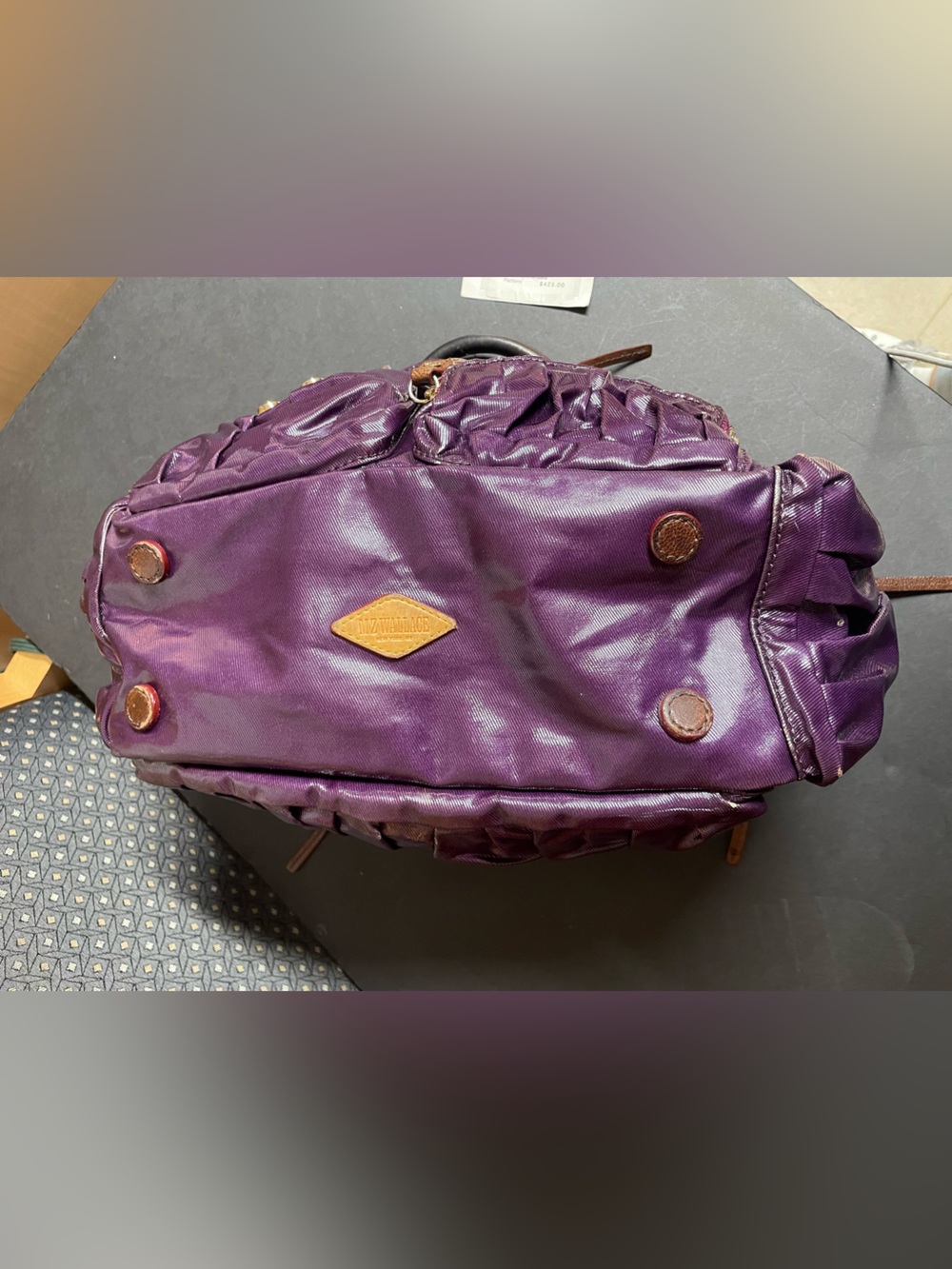 MZ Wallace Clara Satchel in Plum Slicker with Gold Tone Hardware - Picture 7 of 16